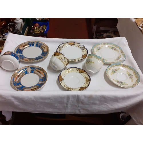 318 - Two Early 20th Century Noritake Gilded Trios & Peacock China Trio.