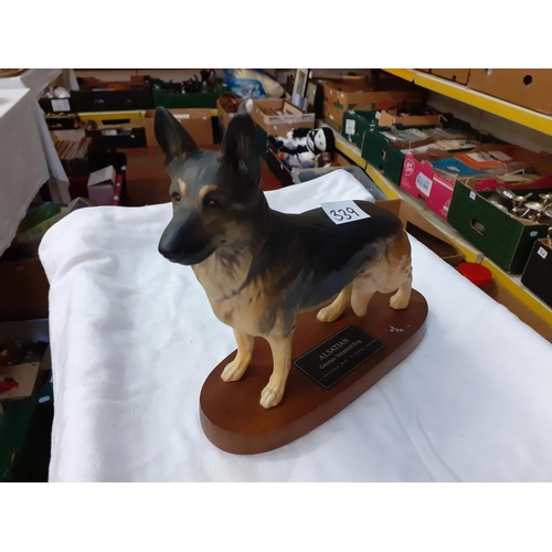 339 - Beswick Connoisseur Model of Alsatian on Plinth no 2587.