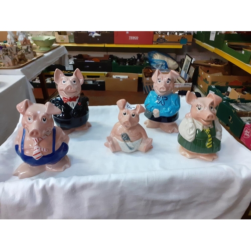 349 - Set of Five Wade NatWest Piggy Banks.