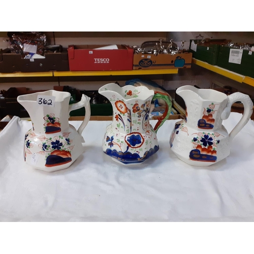 362 - Three Gaudy Welsh Jugs Including Swansea & Bristol.