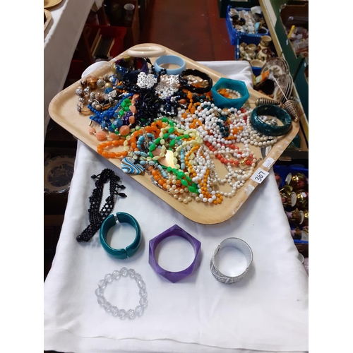 367 - Tray of Beaded Necklaces, Bangles & Hat Pins etc.