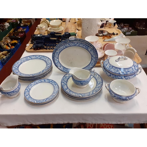 377 - 24 Piece 'Wedgwood & CT' Blue & White Part Dinner Set.