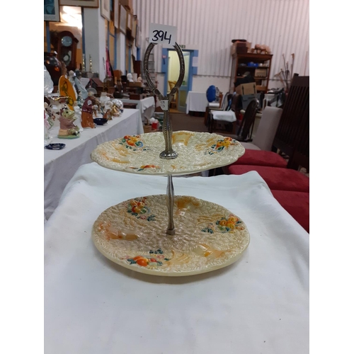 394 - Clarice Cliff Celtic Harvest Two Tier Cake Stand.