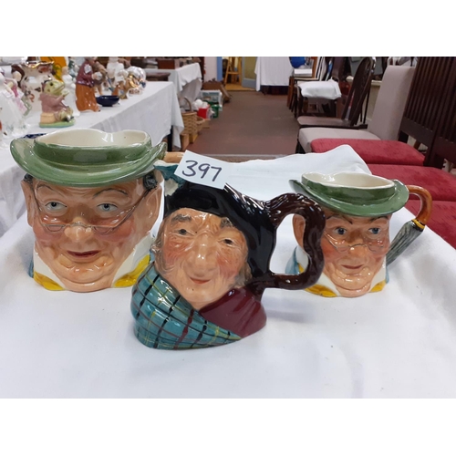 397 - Two Graduated Kelsboro Ware Pickwick Series “Mr Pickwick” Character Jugs & Kelsboro Ware “Auld Mac” ... 