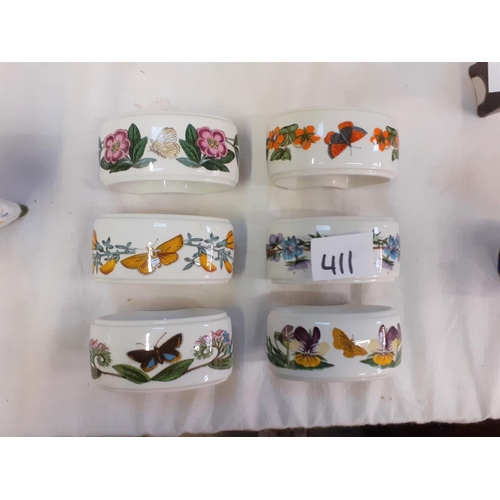 411 - Set of Six Portmeirion Botanic Garden Napkin Rings.