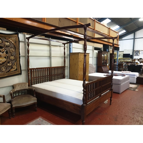 Stunning Kingsize Solid Mahogany Four Poster Bed with Custom Made Base.