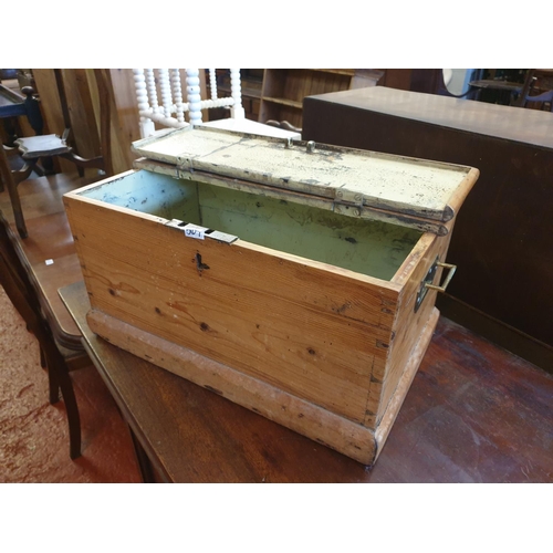 Solid Pine Storage Box with Bifold Hinged Lid & Brass Handles approx