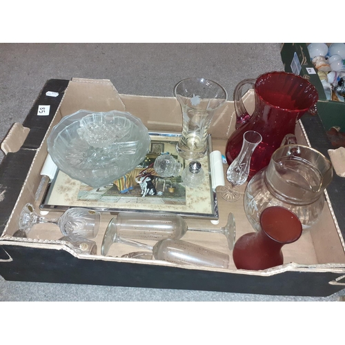 85 - Box of Glassware to Include Tray, Glasses, Large Jug etc.