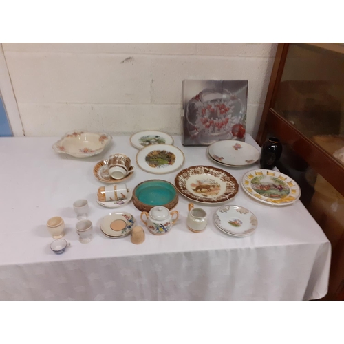 90 - Box of Various Plates, Vase, Teapot Egg Cups & Other China.