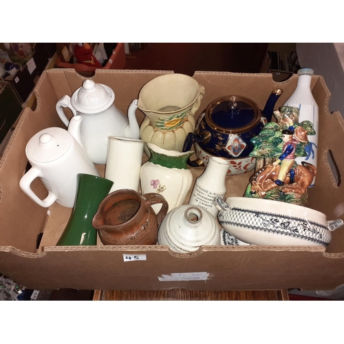 52 - Box of Assorted Tea Pots, Jugs, Vases etc.