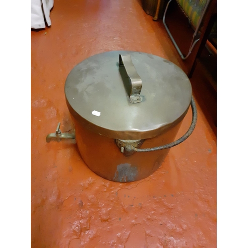 131 - Large Copper Water Boiler With Brass Tap .