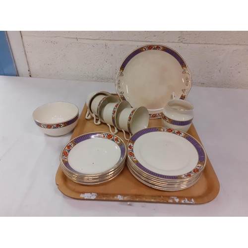 178 - 20 Piece Scotch Ivory Floral Rimmed Vintage Part Tea Set.