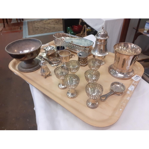 189 - Tray of Plated Ware Including Tankard and Sugar Sifter.