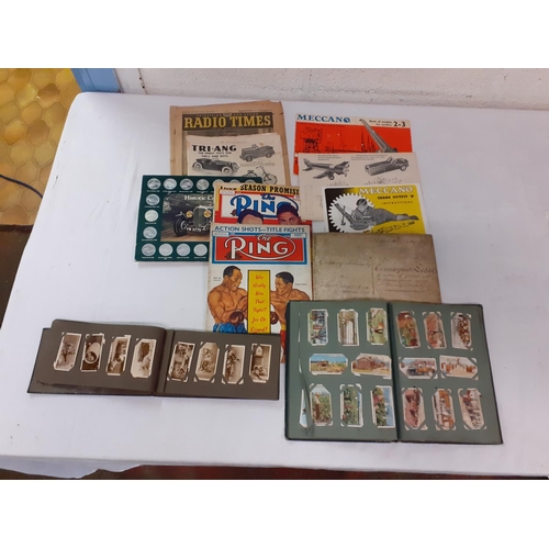 192 - Two Albums of Cigarette Cards, Meccano & Triang Documents, Legal Documents etc.