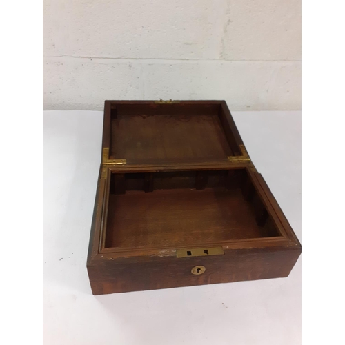 223 - Vintage Oak Hinged Lid Box - some damage to top.