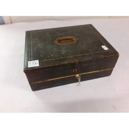 230 - Portable Lockable Writing Box with Contents Dating from 1936.