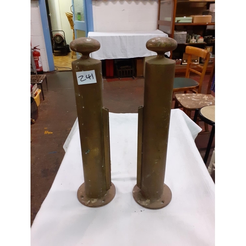 241 - Pair of Brass Scroll End Holders.