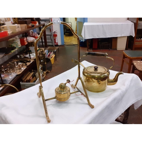 247 - Brass Kettle on Burner Stand.