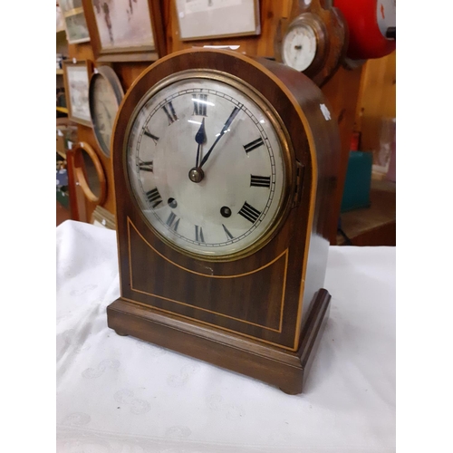 271 - Vintage Inlaid Dome Top Mantel Clock.