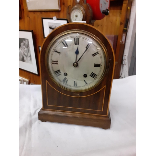 271 - Vintage Inlaid Dome Top Mantel Clock.