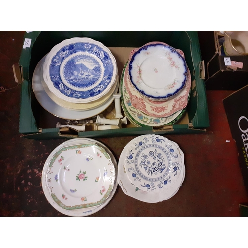 35 - Box of Plates to Include Wedgwood Meat Plate, Indian Tree etc.