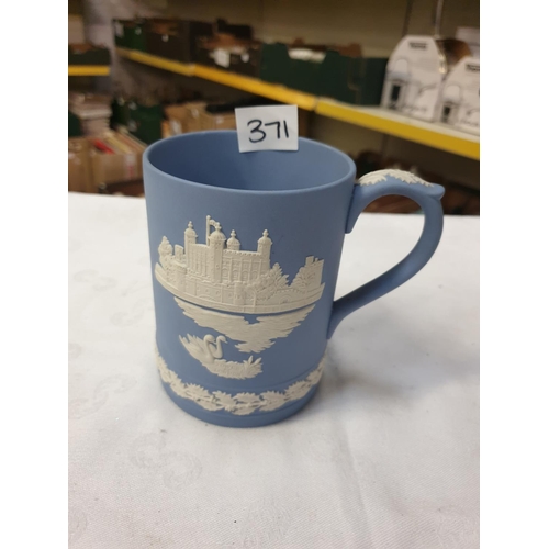 371 - Wedgwood Blue Jasper Ware Tower of London Christmas Tankard 1973.