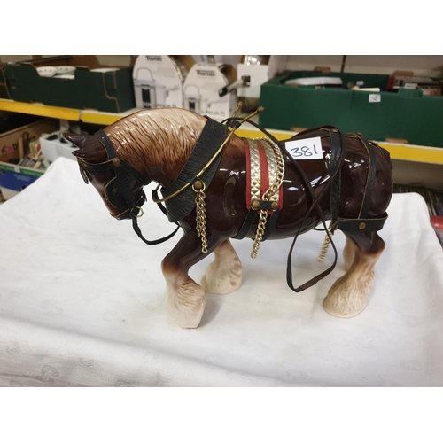 381 - Large Shire Horse Figure with Carriage Harness.