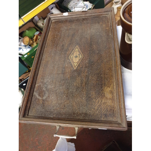 394 - Inlaid Wooden Butlers Tray with Selection of Denby Lidded Jugs.