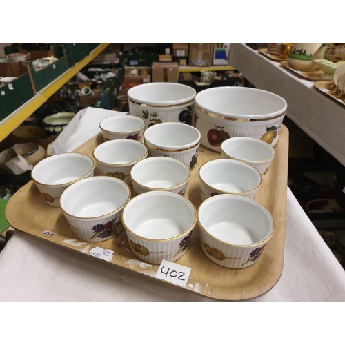 402 - Tray of Royal Worcester 'Evesham' Ramekins and Dishes.