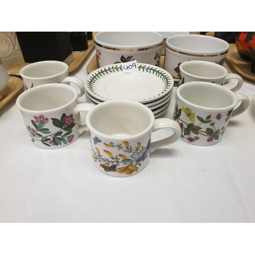 409 - Set of Five Portmeirion Botanic Garden Cups & Saucers.