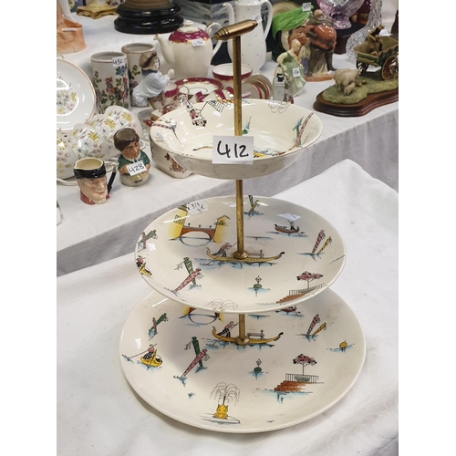 412 - Three Tier Royal Tudor Ware 