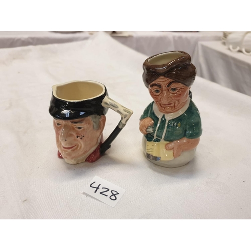 428 - Royal Doulton Mrs Loan The Librarian D.6715 Character Jug & Sandland Ware Tally O Character Jug