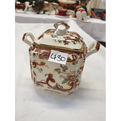 430 - Masons Mandalay Red Rectangular Lidded Tea Caddy.