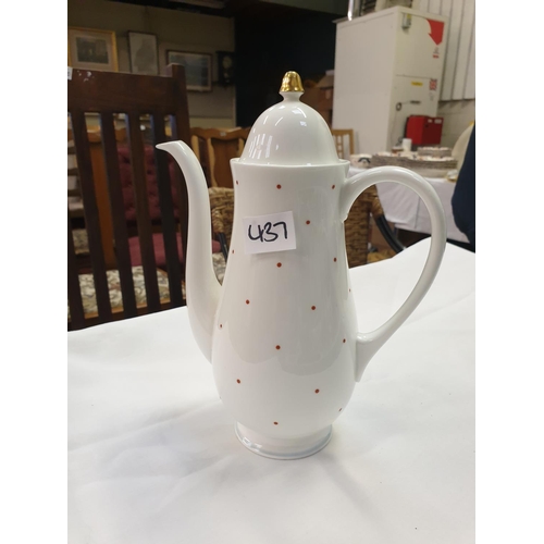 437 - Susie Cooper Footed Polka Dot Coffee Pot.