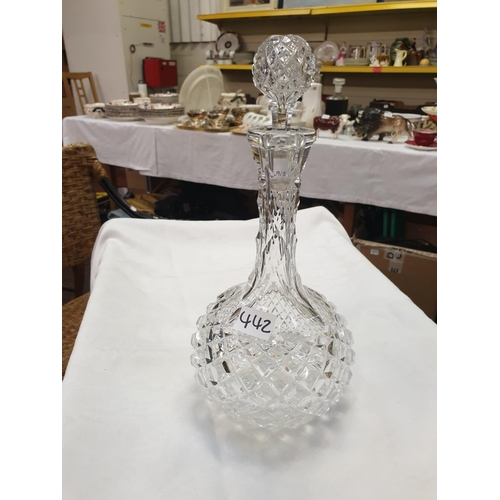 442 - Cut Glass Decanter & Stopper.