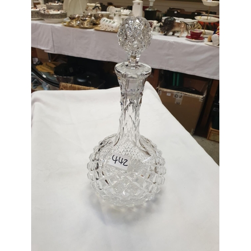 442 - Cut Glass Decanter & Stopper.