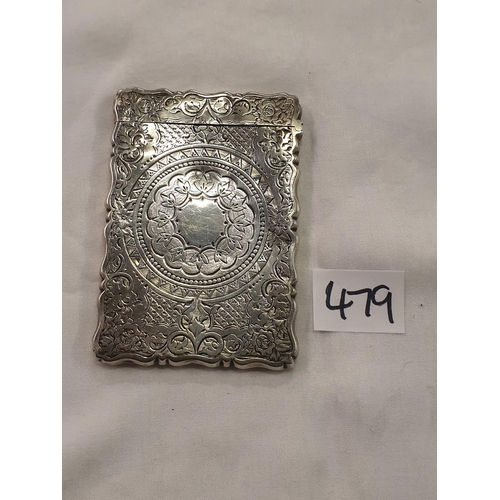 479 - Silver Hallmarked Birmingham Card Case.