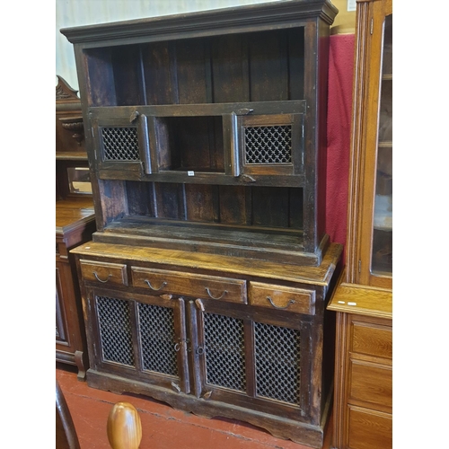 653 - Large French Dresser with Three Drawers & Four Doors - approx 195cm tall x 134cm wide x 49cm deep.