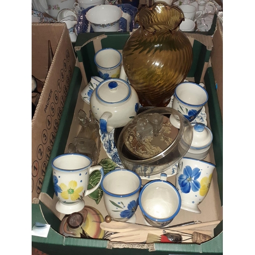 81 - Box to Include Crown Dynasty Part Tea Set, Glass Vase etc.