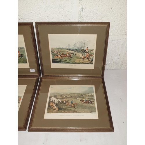 489 - Four Framed & Glazed Hunting Scene Pictures - approx 12