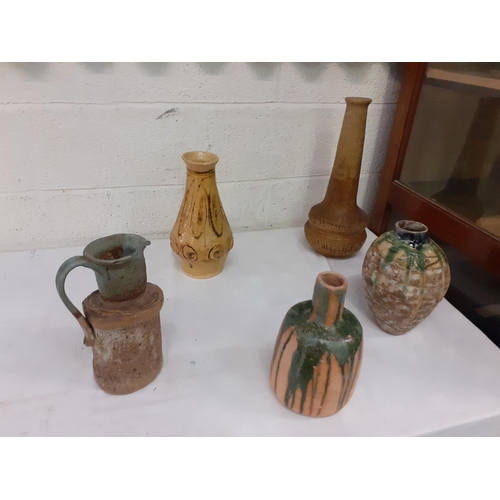 100 - Four Large Hand Crafted Pottery Vases & Jug.