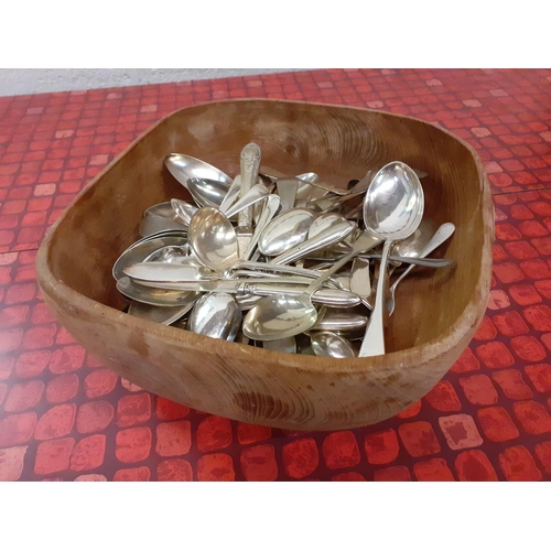 164 - Wooden Bowl & Large Quantity of Assorted Cutlery.