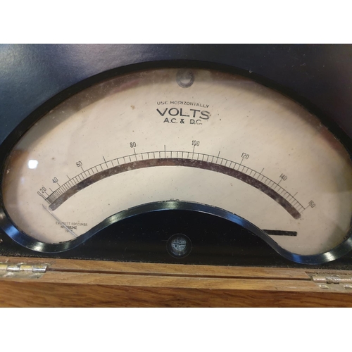 231 - Vintage Oak Cased Voltmeter.