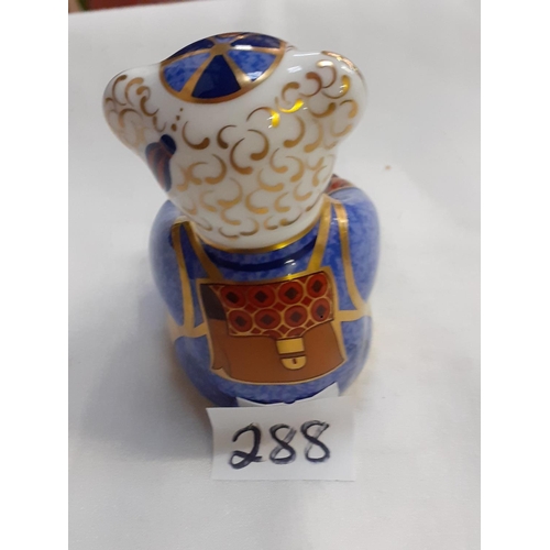 288 - Royal Crown Derby School Boy Teddy Bear Paperweight No Stopper.