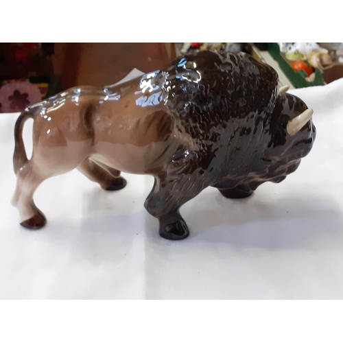 297 - Vintage Melba Ware Buffalo Bison Figure - approx 36cm long.