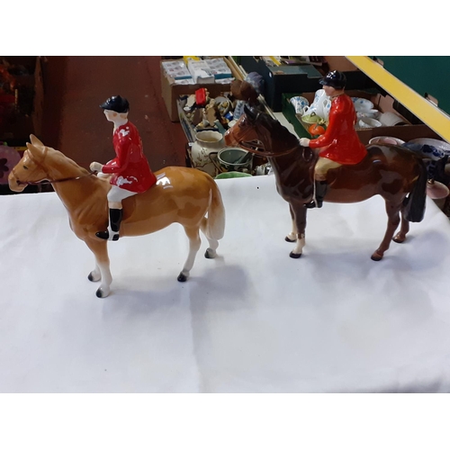 298 - Beswick Huntsman on Horse Figure - repairs to head legs & tail Along with Vintage Huntsman on Horse ... 