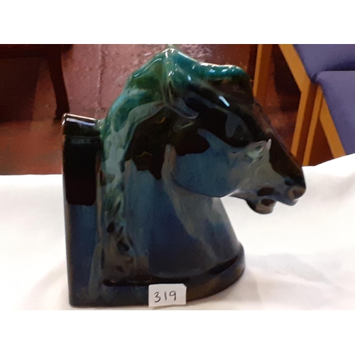 319 - Blue Mountain Pottery Green Drip Glaze Horse Figure Height c.21.5cm (c.8.5”).