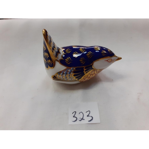 323 - Royal Crown Derby Wren Paperweight with Gold Stopper.