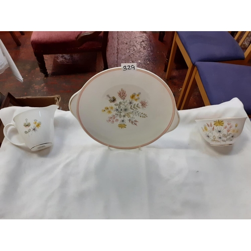 329 - Shelley 'Enchantment' Milk Jug, Sugar Bowl & Sandwich Plate.