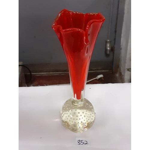 352 - Mid Century Red Controlled Bubble Bud Vase Height c.16cm (c.10.25”).